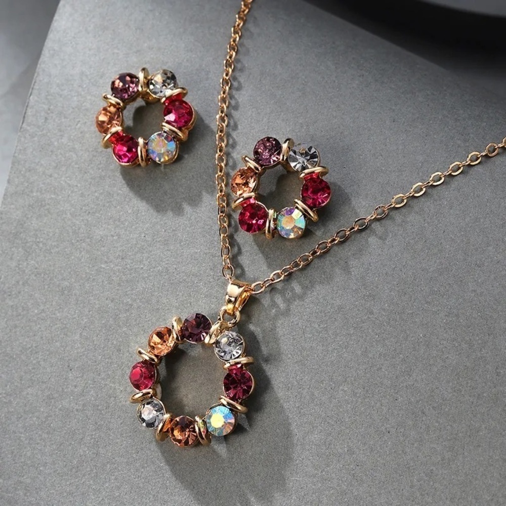 *OONA* 3-Pc Multicolor Rhinestone Fashion Jewelry Set